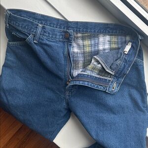 Dickies Blue Jeans with Plaid Flannel Lining 30 x 30